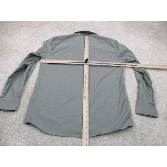 Flylow Shirt Adult Medium M Green Cotton Long Sleeve Casual Button Up Mens - Picture 9 of 11
